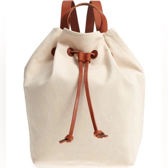 Madewell Canvas Leather Somerset Drawstring Backpack Purse - Picture 2 of 16
